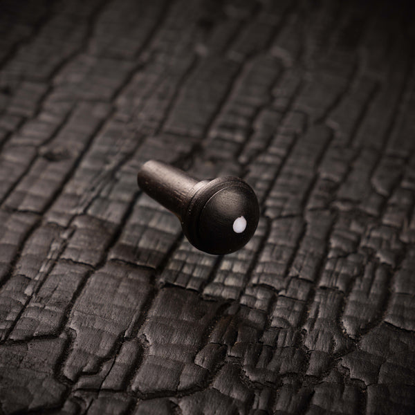 Handmade Strap End Pin in Ebony with Abalone Dot