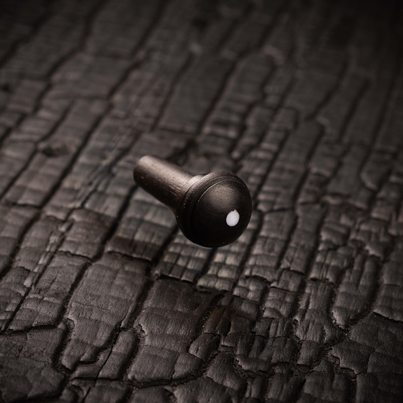 Handmade Strap End Pin in Ebony with Abalone Dot